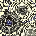 Japanese Chiyogami Paper - Black, Blue, and Cream Circular Flowers