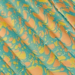 Handmade Italian Marble Paper- Spanish Wave Turquoise, Yellow, Orange 19.5 x 27" Sheet