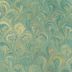 Handmade Italian Marble Paper- Peacock Turquoise 19.5 x 27" Sheet