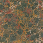 Handmade Italian Marble Paper- Stone Marble Green, Orange, Yellow on Craft 19.5 x 27" Sheet