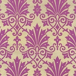 Rossi Decorated Papers from Italy - Purple Damask Flowers 28"x40" Sheet