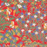 Blue, White, and Yellow Floral on Red- 21"X31" Sheet
