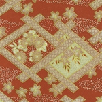 Gold Flowers and Lattice on Red 18x24" Sheet