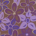 Printed Cotton Paper from India- Lavender, Purple, & Gold Flowers on Brown 22x30 Inch Sheet