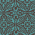 Printed Cotton Paper from India- Morroccan Print in Blue on Brown 22x30 Inch Sheet