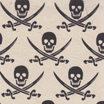 Nepalese Printed Paper- Jolly Roger Black on Natural 20x30" Sheet