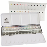 Schmincke Horadam Aquarell 12 Half-Pan Paint Set with 24 Color Dot Card