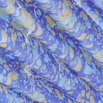 Handmade Italian Marble Paper- Spanish Wave Bright Blue & Gold 19.5 x 27" Sheet