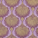 Art Deco Lotus Paper- Gold and Lavender on Plum 22x30" Sheet