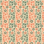 Carta Varese Florentine Paper- Orange and Green Floral Vine 19x27 Inch Sheet