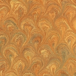 Handmade Italian Marble Paper- Peacock Orange 19.5 x 27" Sheet
