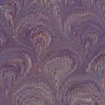 Handmade Italian Marble Paper- Peacock Purple and Silver Big Pattern 19.5 x 27" Sheet