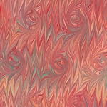 Handmade Italian Marble Paper- French Curl Scarlet & Orange 19.5 x 27" Sheet