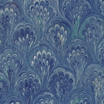 Handmade Italian Marble Paper- Peacock Blue 19.5 x 27" Sheet