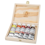 Schmincke Watercolor Supergranulating Colors- "Volcano" Set of Five 15ml Tubes in a Wooden Box