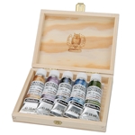 Schmincke Watercolor Supergranulating Colors- "Tundra" Set of Five 15ml Tubes in a Wooden Box