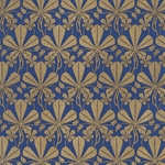 Rossi Decorated Papers from Italy - Gold Liberty Leaves on Blue 28"x40" Sheet