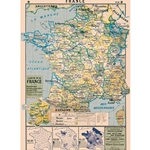 Cavallini Decorative Paper - France Map #2 20"x28" Sheet