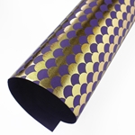 Metallic Foil Printed Paper from India- Gold Scallop on Purple Paper