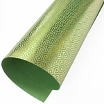 Metallic Foil Printed Paper from India- Gold Diamonds on Bright Green Paper