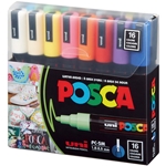 Posca Acrylic Paint Marker Set- PC-5M 16 Color Set (Medium 1.8  - 2.5mm)