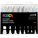 Posca Acrylic Paint Marker Set- Set of 8 White Assorted Tips