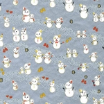 Chiyogami- Snowmen, Mittens, and Cups on Silver 18"x24" Sheet