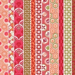 Chiyogami- Pattern Stripes in Pink Shades 18"x24" Sheet