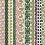 Chiyogami- Pattern Stripes in Green & Mauve Shades 18"x24" Sheet