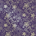 Nepalese Printed Paper- Art Nouveau Flowers on Purple 20x30" Sheet