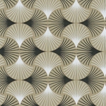Printed Cotton Paper from India- Art Deco Interlocked Shells in Black & White on Taupe 20x30" Sheet