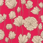Printed Cotton Paper from India- Art Nouveau Flowers on Red 20x30" Sheet