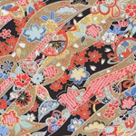 "NEW!" Flowers and Temari Balls on Red and Gold Ribbons 19x25" Sheet