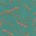 Gold Winged Dragonflies on Aqua- 19.5x27" Sheet