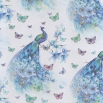 Blue Peacocks and Glitter Butterflies- 19.5x27" Sheet