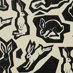 Bunnies in Black on Cream by Midori Inc. 21x29" Sheet