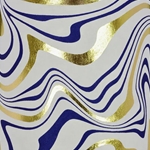Marble Print in Cream, Navy, and Gold Foil by Midori Inc. 21x29" Sheet