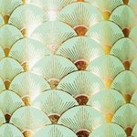 Art Deco Sunshine in Gold Foil and Pink on Aqua Green by Midori Inc. 21x29" Sheet
