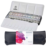 Schmincke Deluxe Metal Box in Leather Case- 12 Half Pans