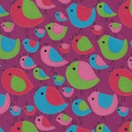 Printed Cotton Paper from India- Green, Pink, Blue, & Red Birds on Magenta 22x30 Sheet