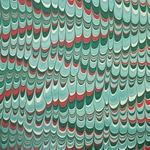 Marbled Paper from India - Scallop Red, Green, & White 19.5"x30" Sheet
