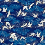 **NEW!** Chiyogami- Cranes Over Deep Icy Blue Water 18" x 24" Sheet
