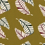 Katazome-Shi Paper- Large Leaves On Yellow Ochre Pattern 18x24" sheet