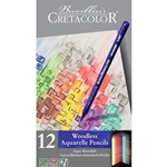 Cretacolor Aqua Monolith Woodless Watercolor Pencil Set - 12 Colors in a Reusable Tin