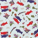 **NEW!** Chiyogami Red and Blue Koi, Helmets, and Swords 18x24" Sheet