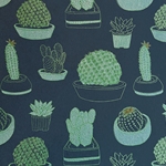 Succulents Turquoise, Green, & Gold Foil on Navy by Midori Inc. 21x29" Sheet