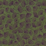 ***NEW!*** Gingko Leaves in Deep Marooon on Olive Lokta- 19.5" x 29.5" Sheet