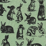 ***NEW!*** Rabbits in Black on Jade Lokta Paper- 20" x 30" Sheet
