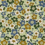 Blue, Green, & White Blossoms on Lime - 18"x24" Sheet