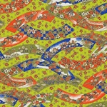 Bright Blue, Orange, and Green Ribbons on Green - 18.5"x25" Sheet